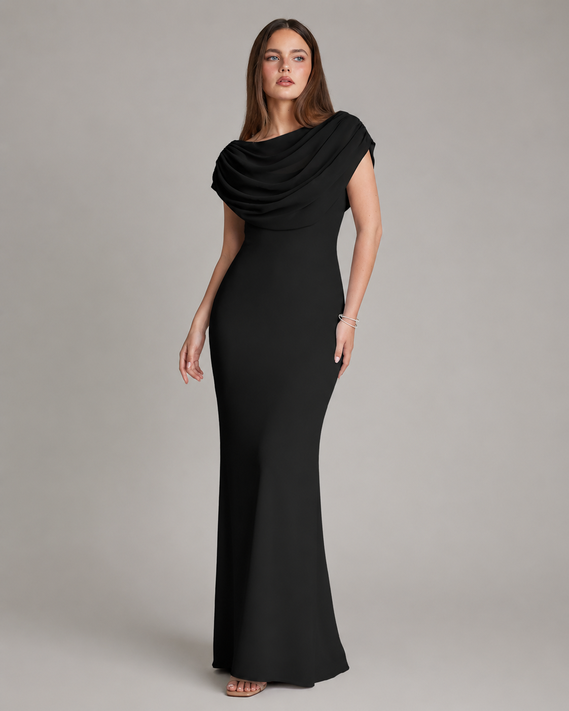 Margot Chiffon Capelet Mermaid Bridesmaid Maxi Dress