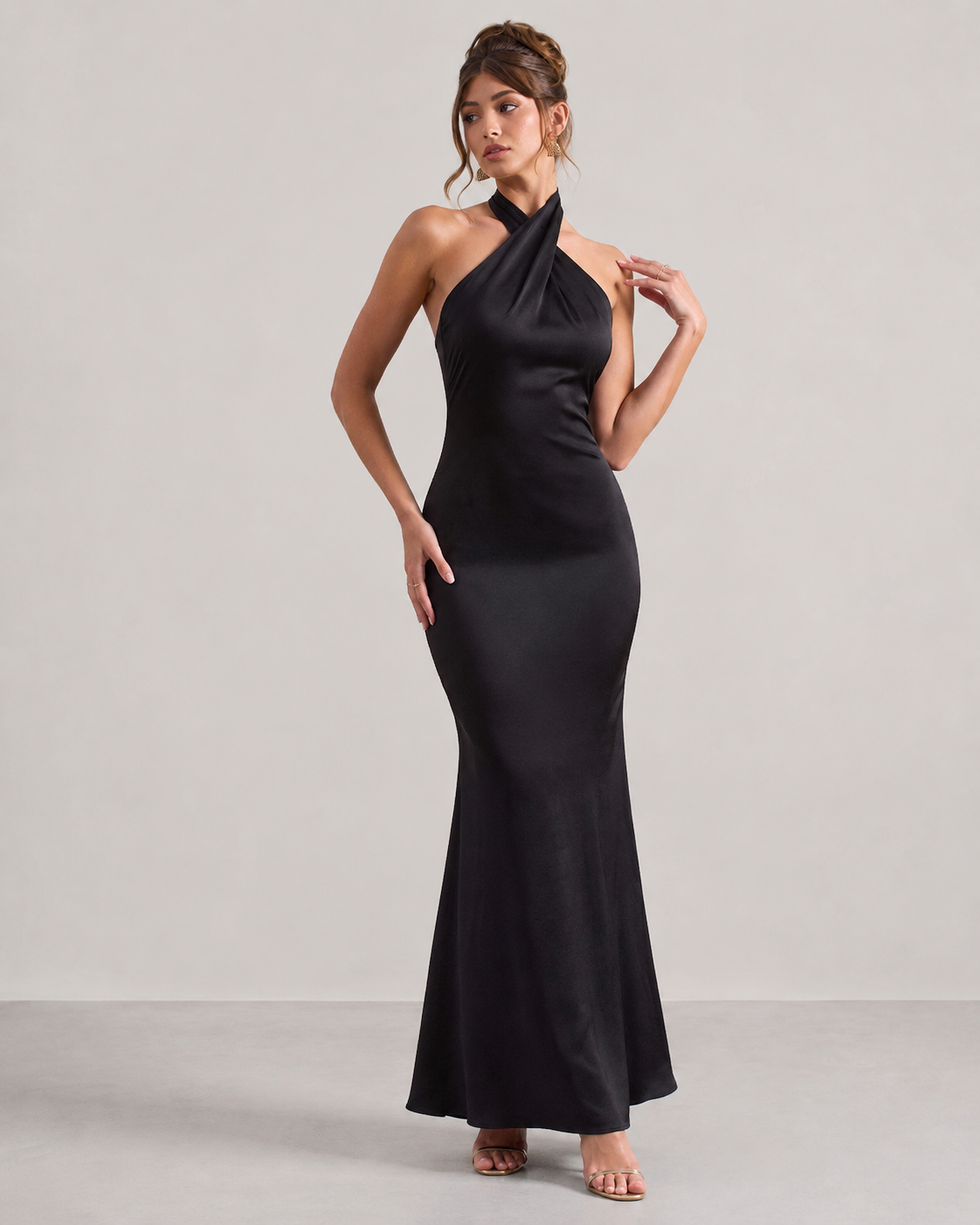 Zadie Asymmetric Halter Backless Bodycon Maxi Dress