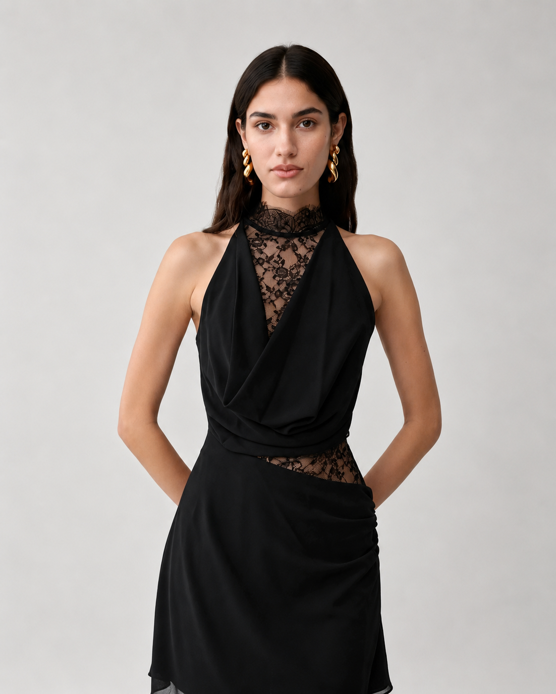 Lara Halter Neck Lace Trim A-Line Mini Sundress