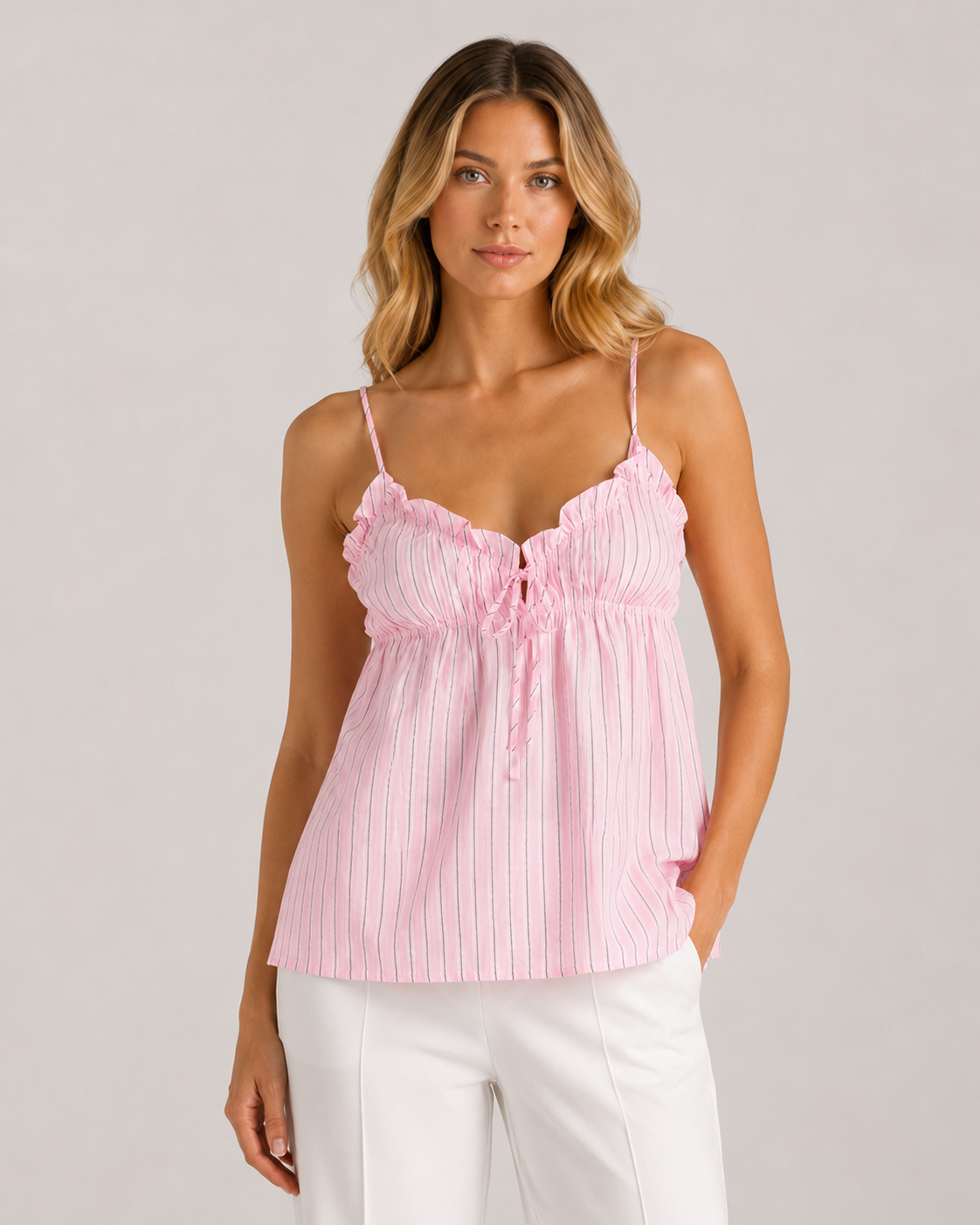 Marnie Striped Ruffle Cami and Shorts Pyjama Set