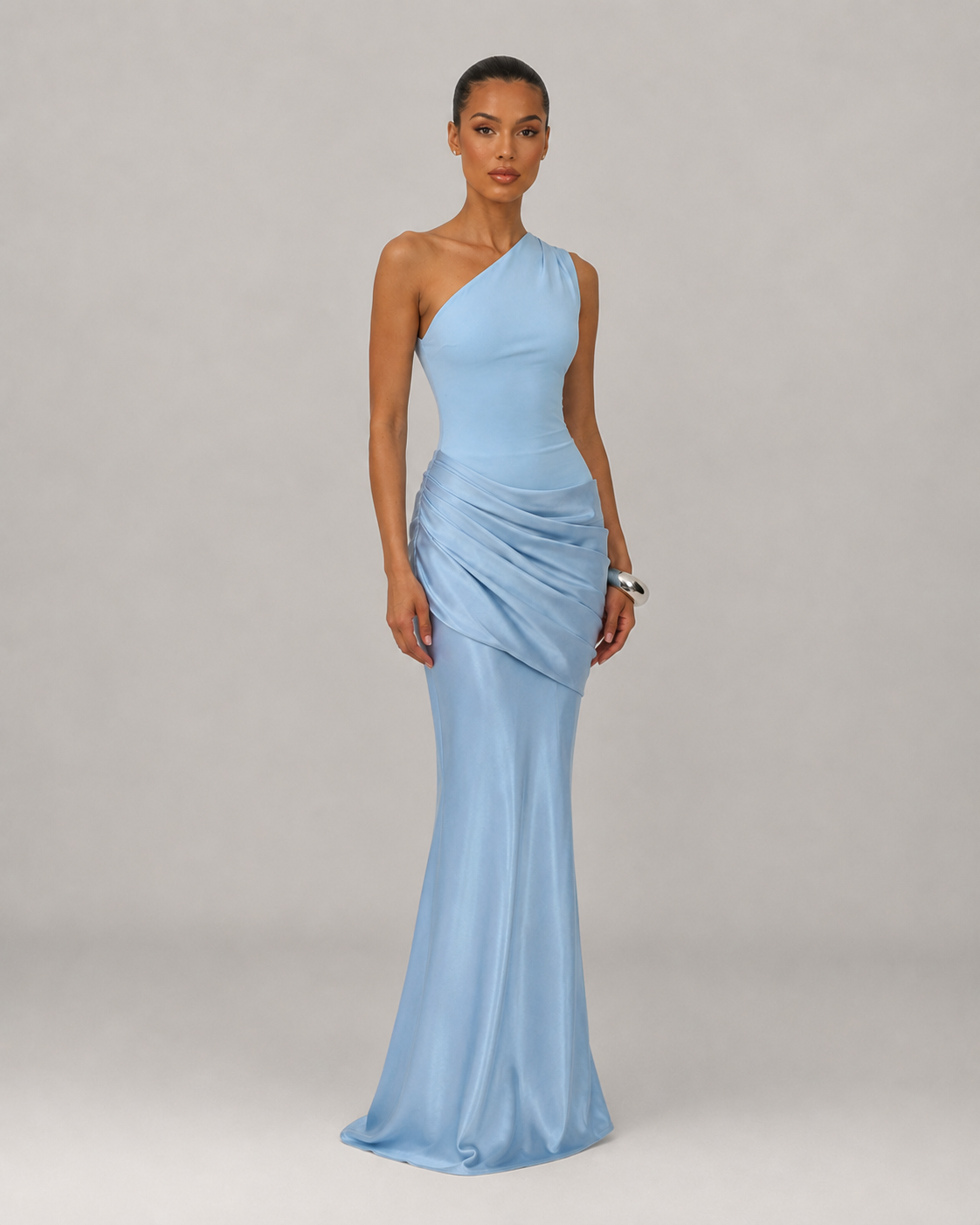 Freya One Shoulder Pleated Backless Maxi Dress