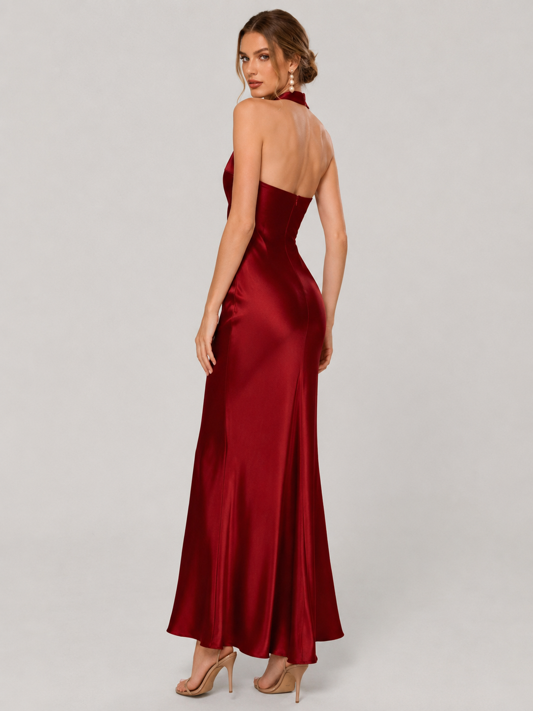 Ida Satin Finish Sleeveless Empire Maxi Dress