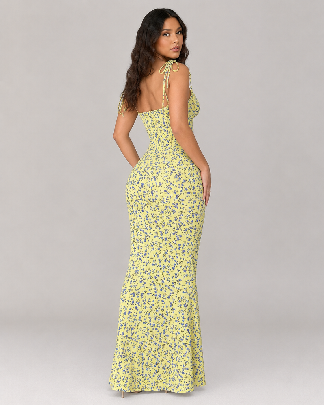 Iris Tie Strap Floral Midi Dress with Leg Split