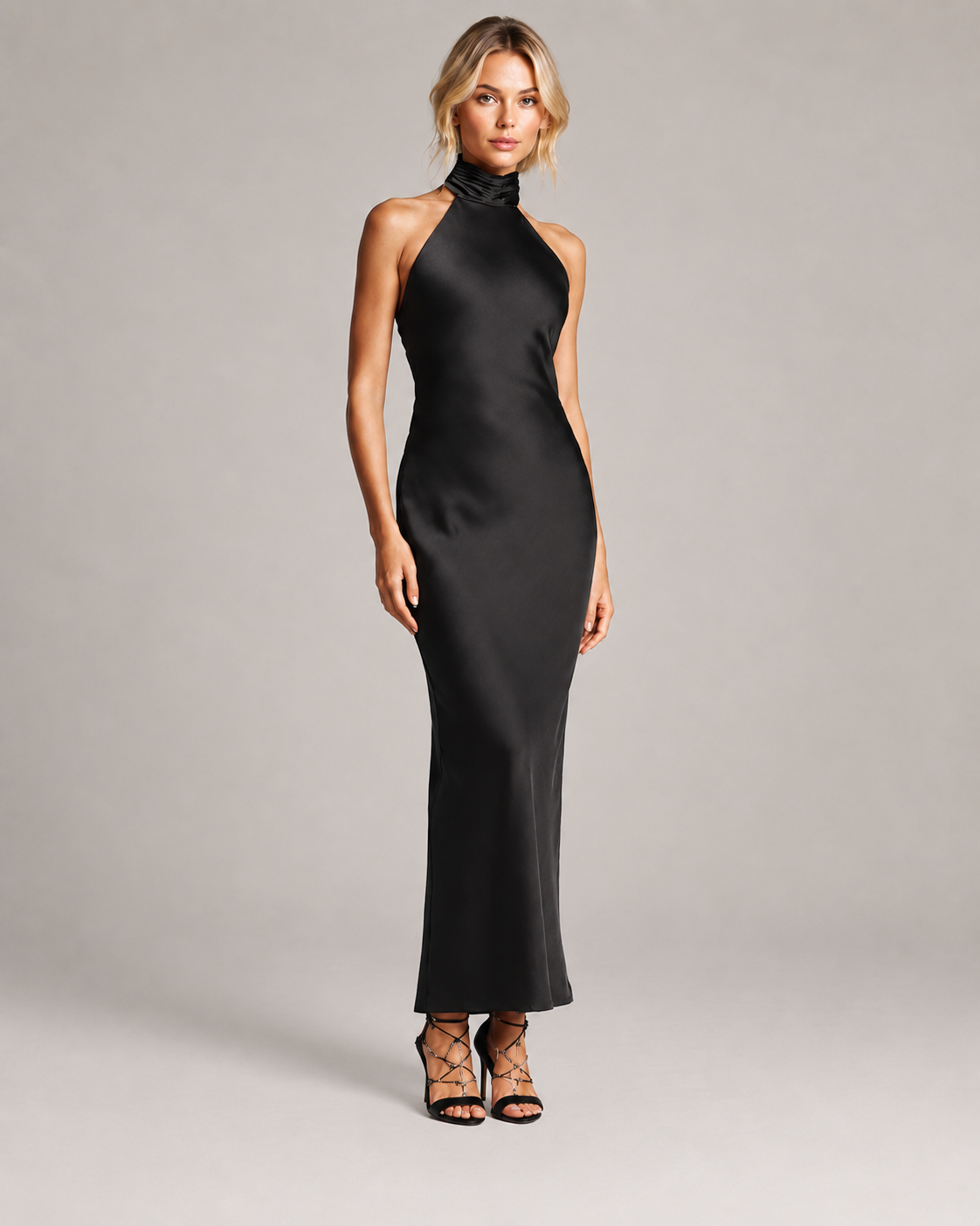 Vivienne Halter Neck Satin Mermaid Evening Dress