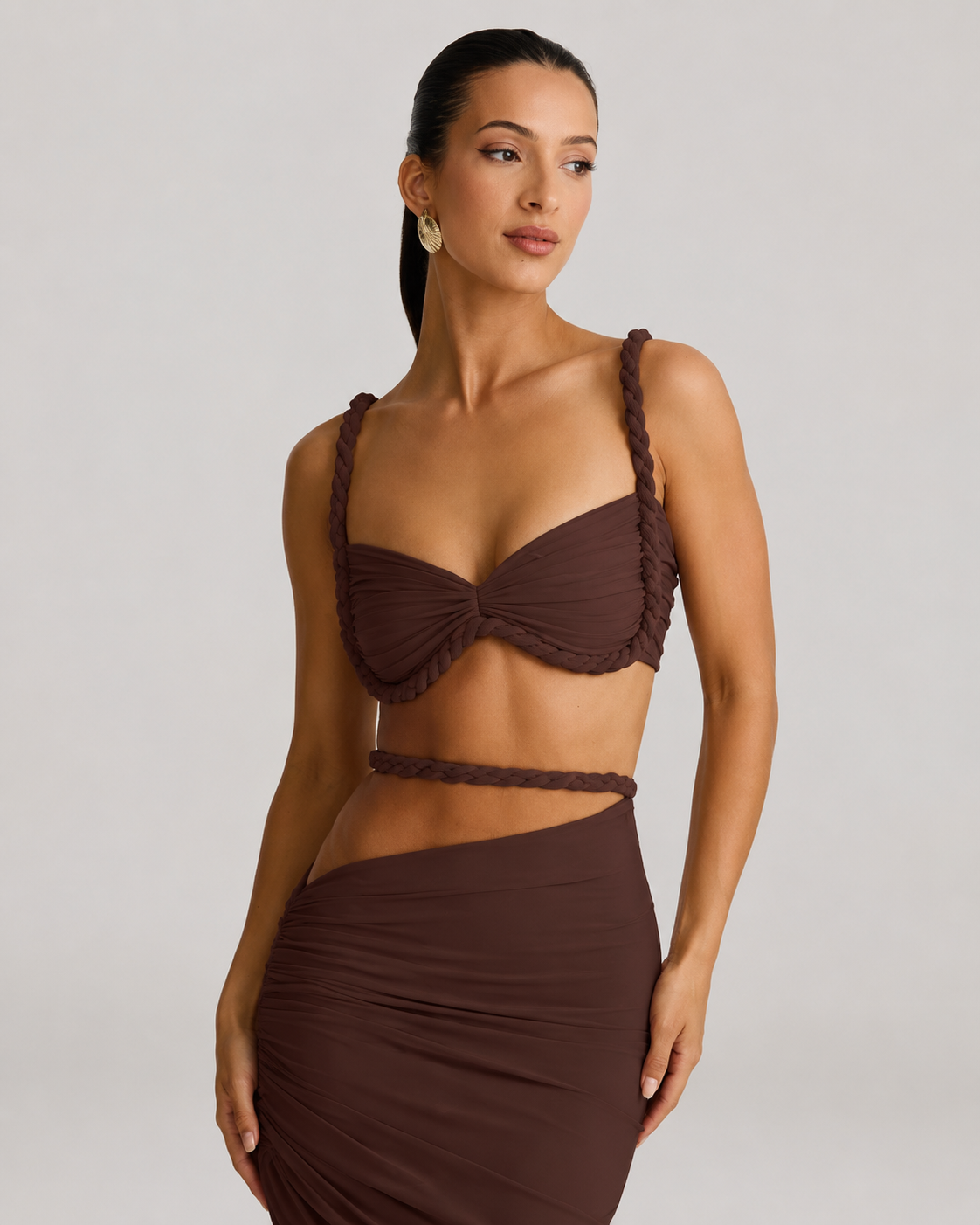 Clover Ruched Bralette Top and Maxi Skirt Co-ord Set