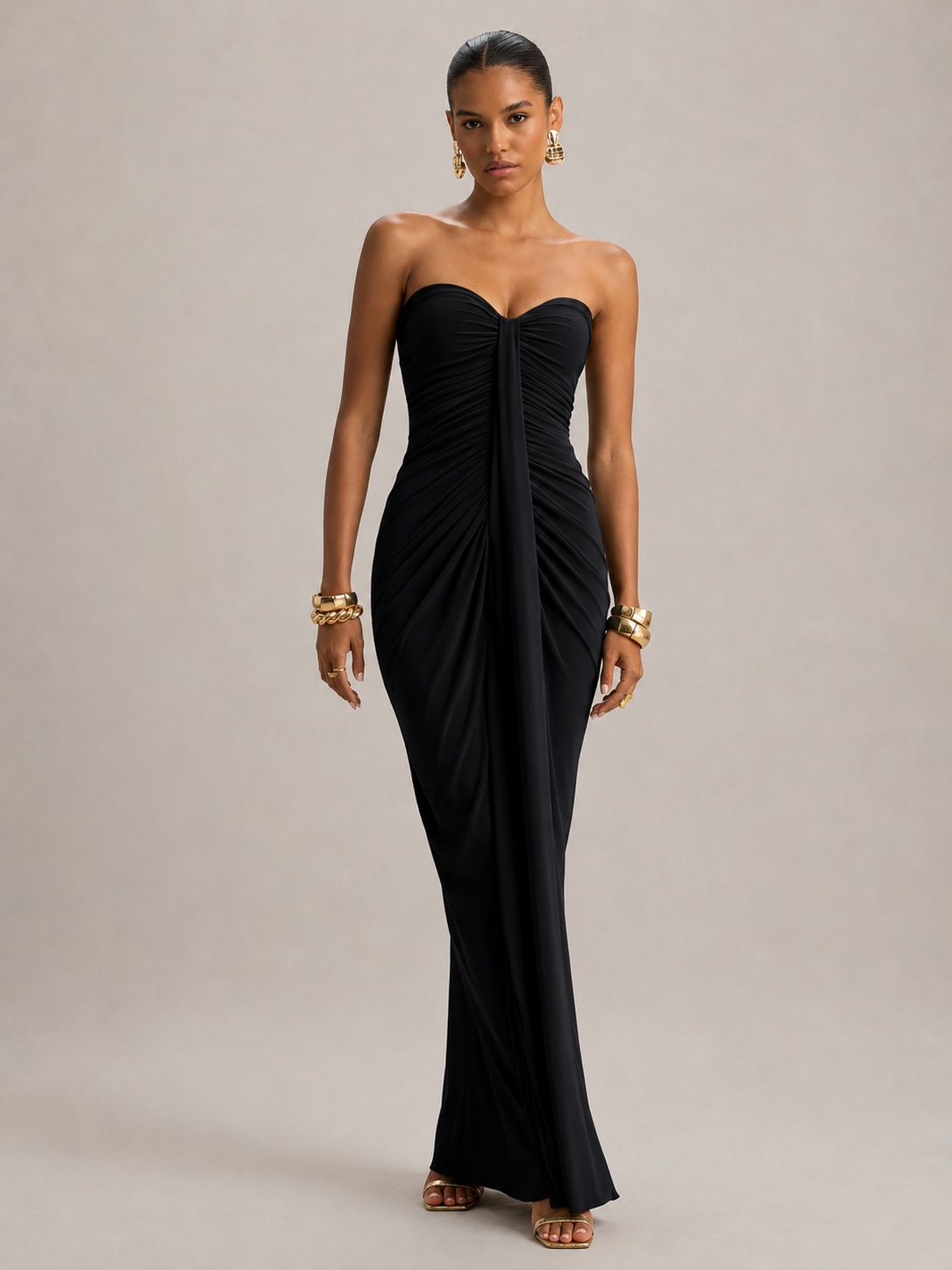 Portia Strapless High Waist Chiffon Maxi Dress