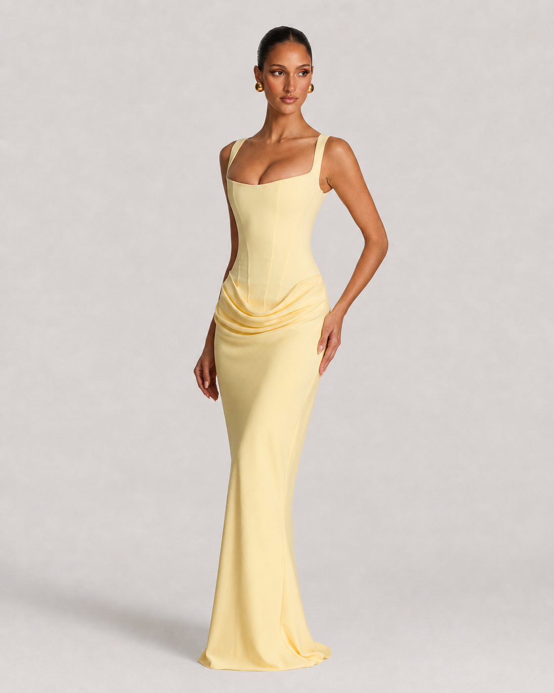 Verity Corset Bodice Flowing Maxi Evening Dress