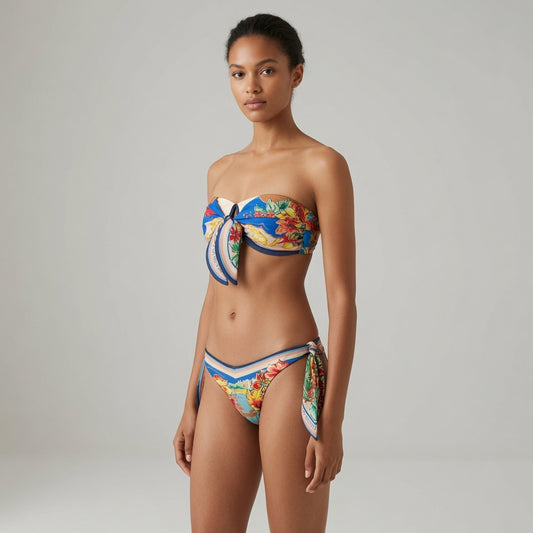 Cove Push Up Tie Side Brazilian Thong Bikini Set