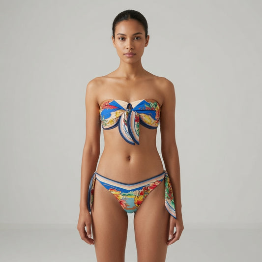 Cove Push Up Tie Side Brazilian Thong Bikini Set