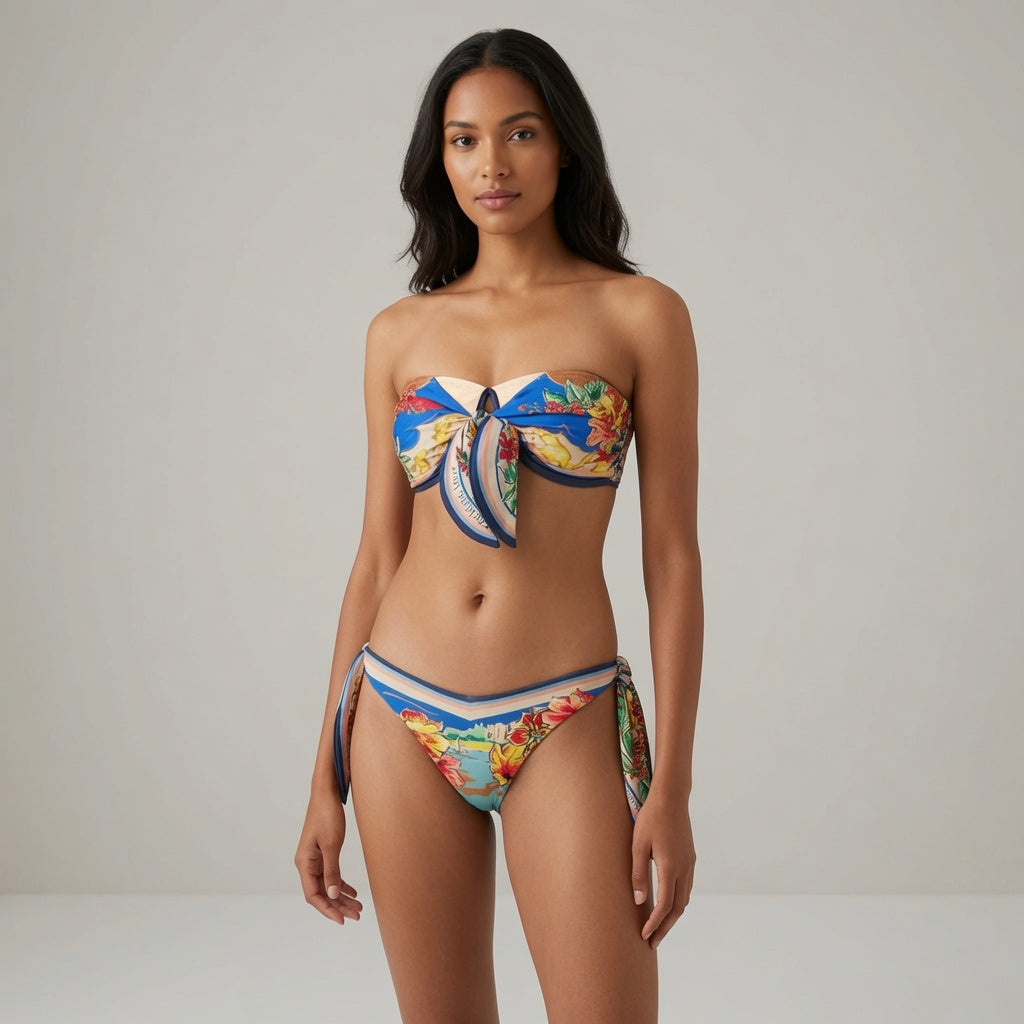 Cove Push Up Tie Side Brazilian Thong Bikini Set