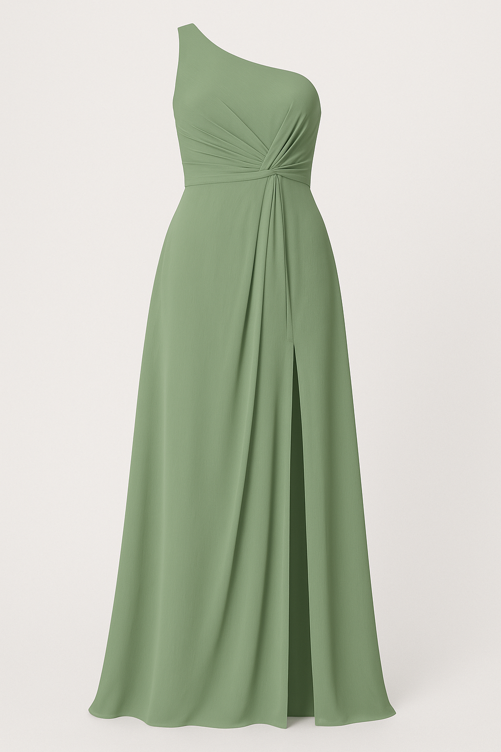 Cecily One Shoulder Ruffle Chiffon Maxi Dress with Slit
