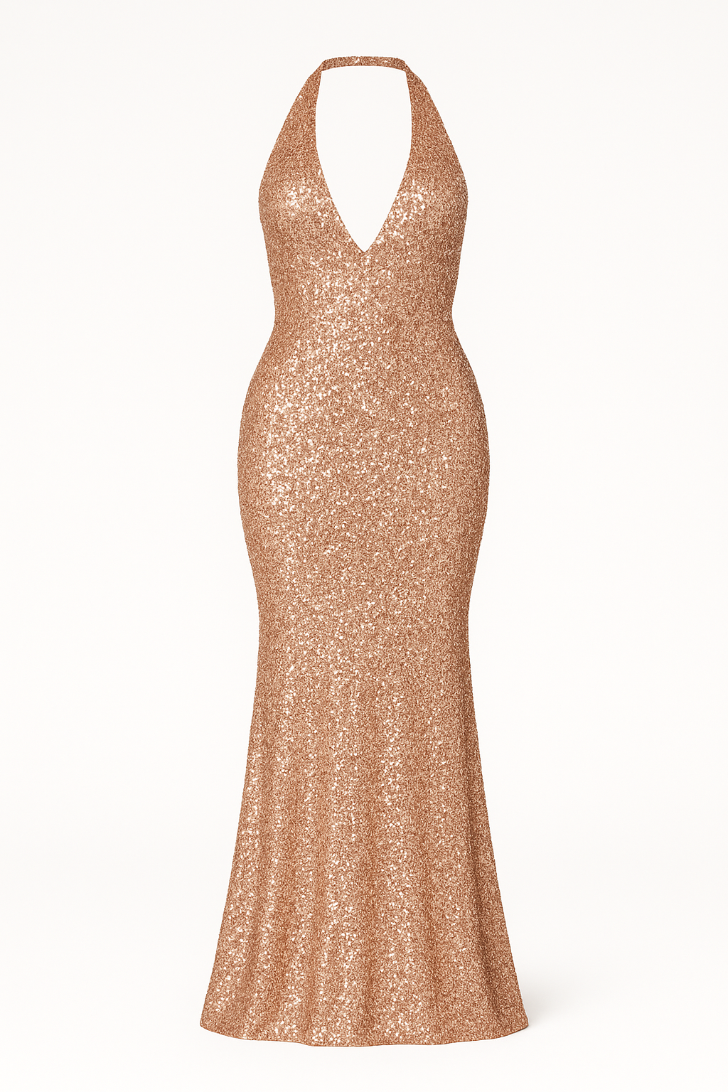 Seren Sequin Halter Deep V Backless Mermaid Maxi Dress