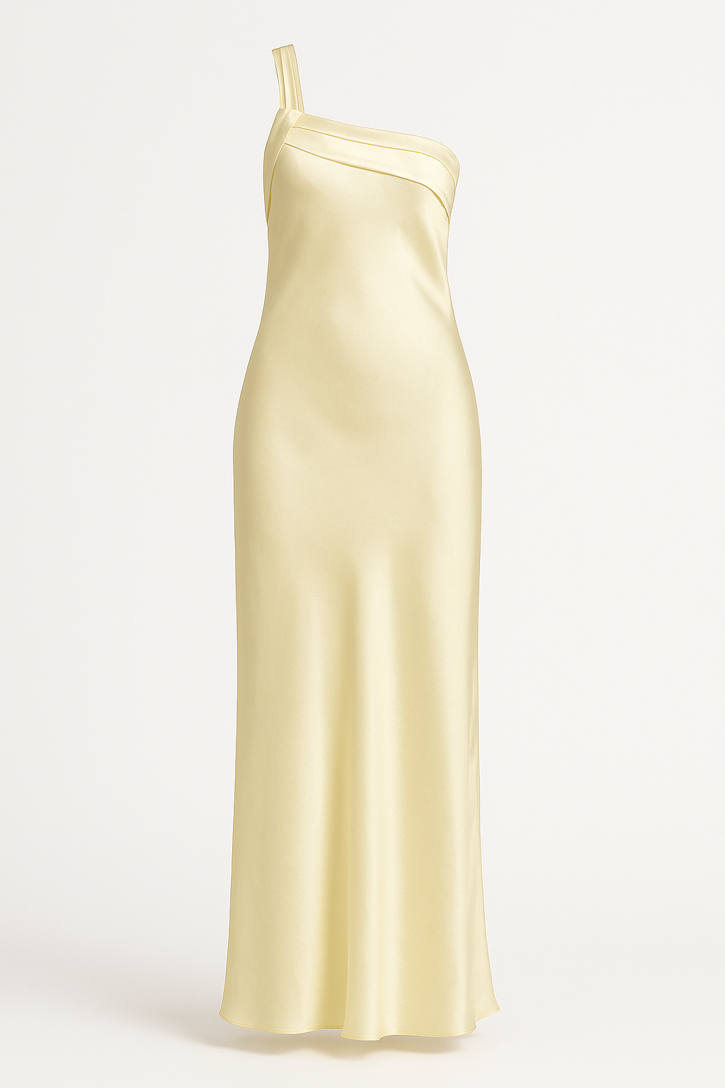 Sorrel One Shoulder Satin Thigh Split Maxi Dress