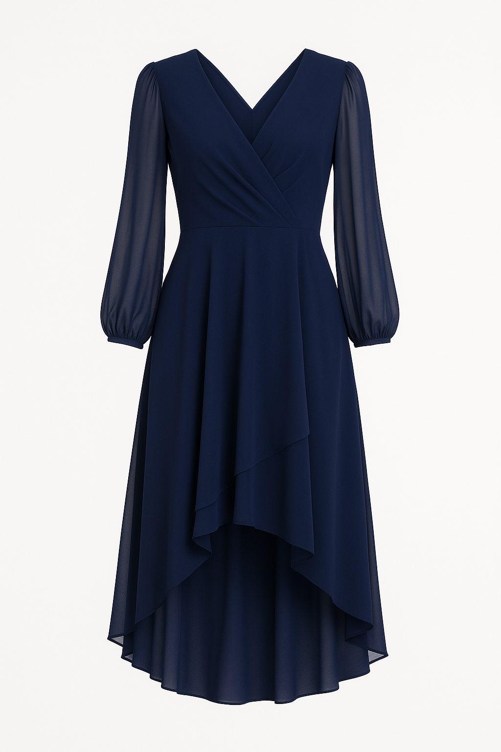 Leonie Sheer Mesh Sleeve V-Neck A-Line Midi Dress