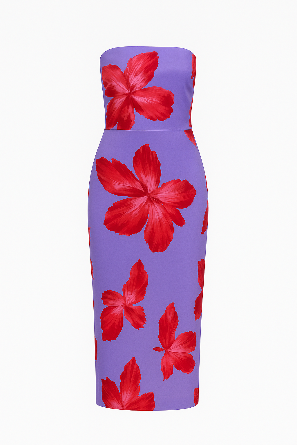 Calla Strapless Floral Print High Waist Midi Dress