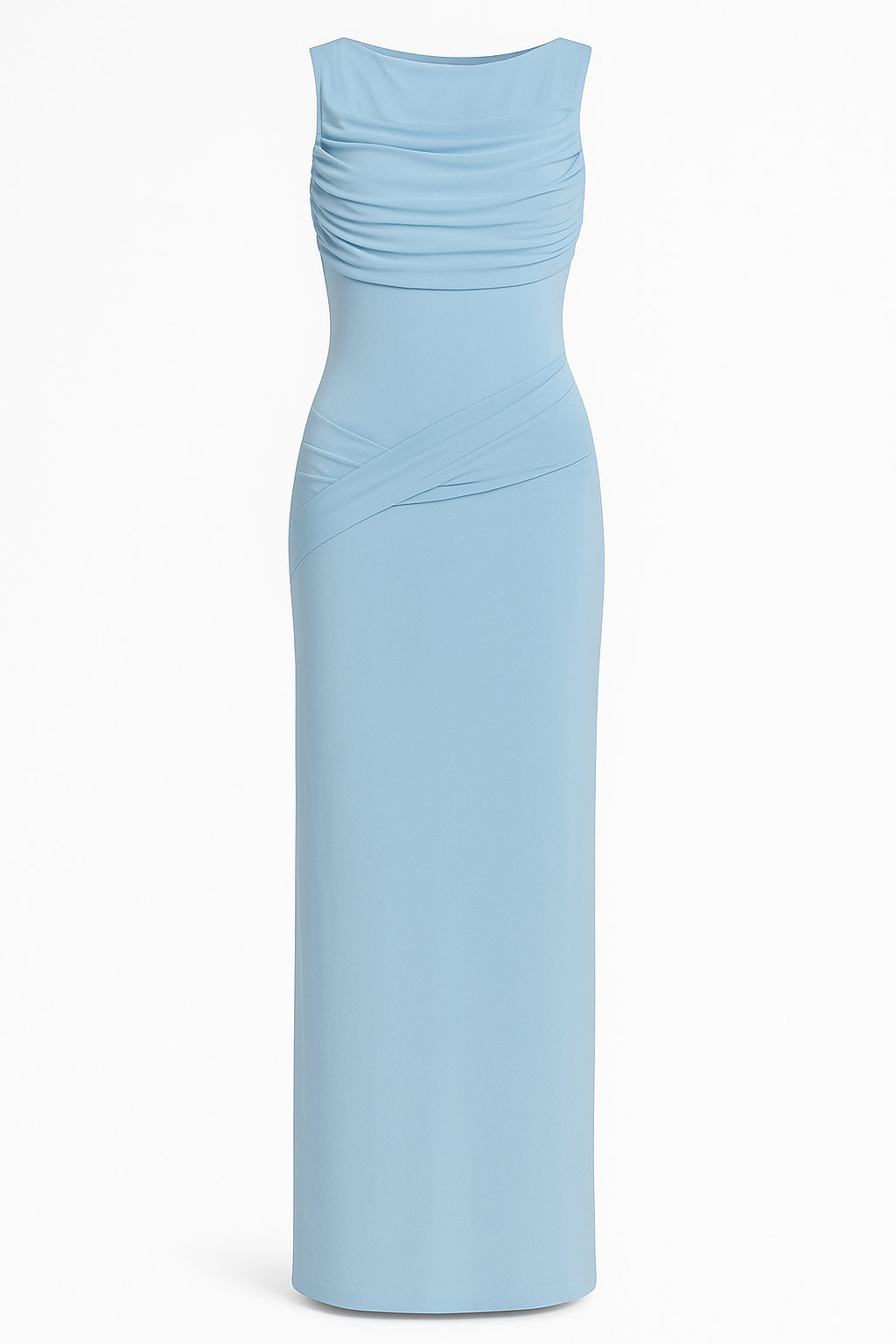Nell Square Neck Pleated Backless Split Maxi Dress