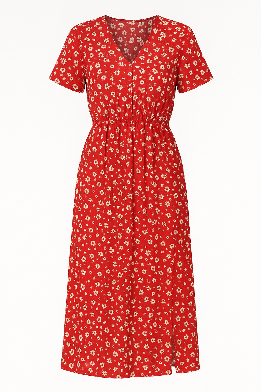 Margaux Boho Floral V-Neck Short Sleeve Midi Dress