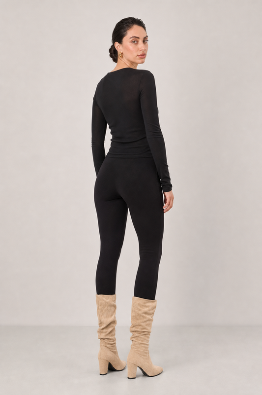 Agnes Suede Effect Block Heel Pointed Mid Calf Boots