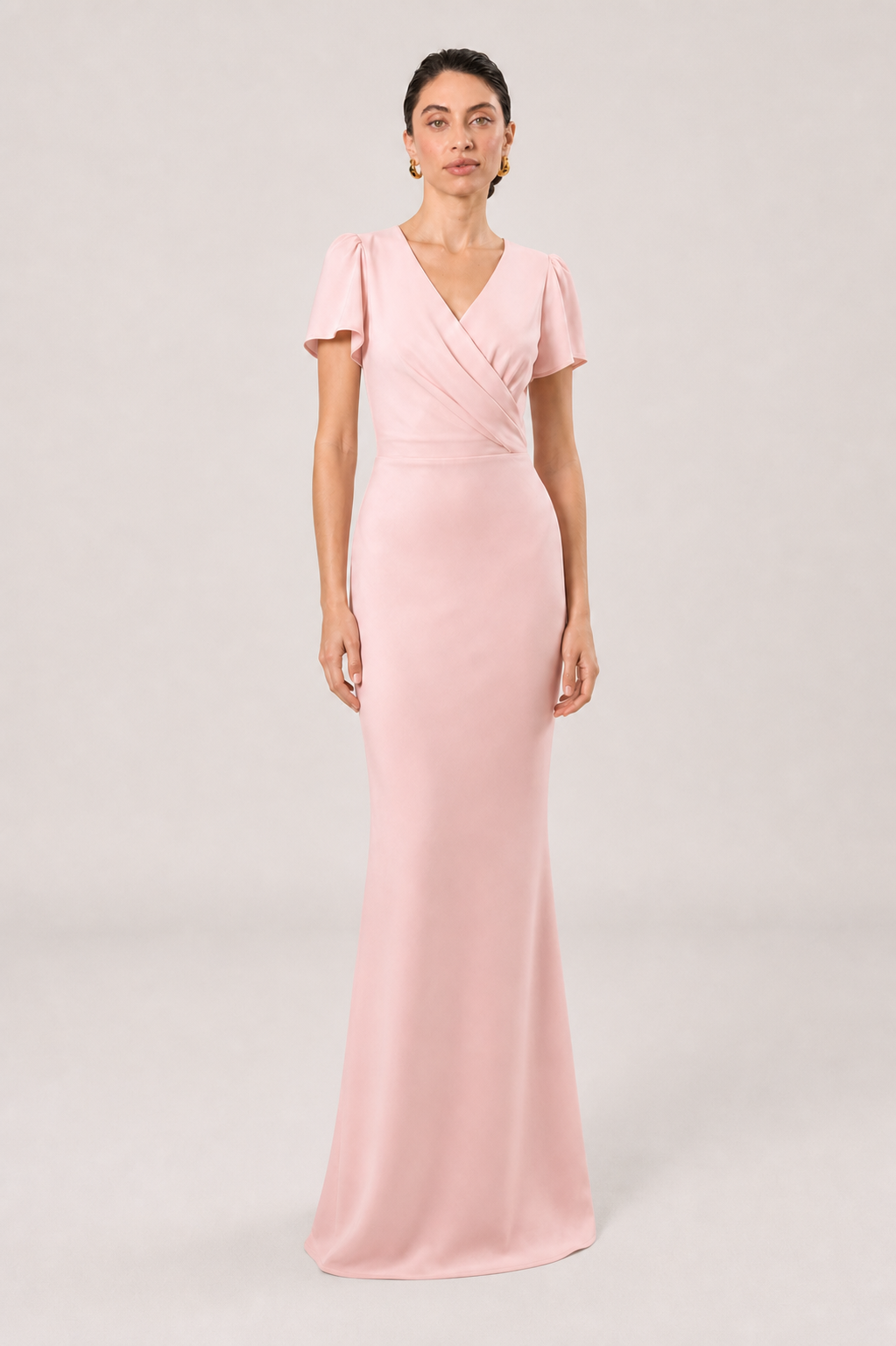 Pippa Cap Sleeve Chiffon Mermaid Bridesmaid Dress in Pink