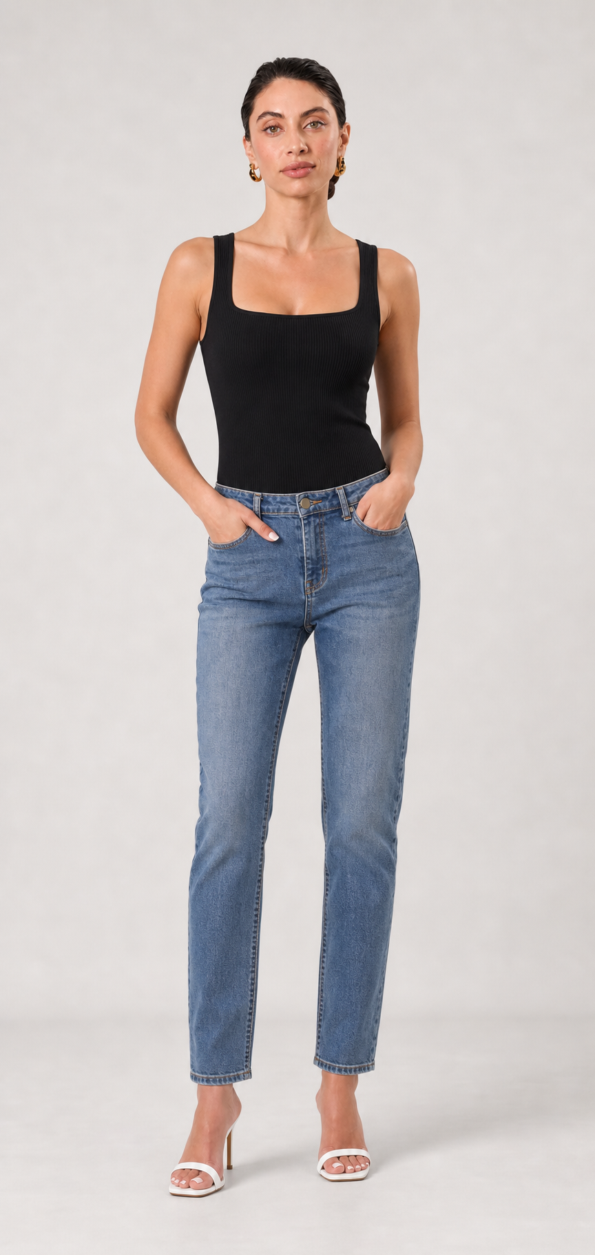 Mika Ribbed Off The Shoulder Strappy Tank Top